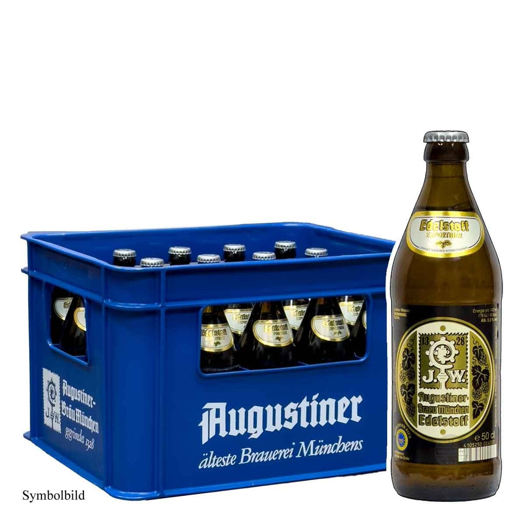 Augustiner Edelstoff 20x0,5l Glas 1 l = 2,55 € Mehrweg, zzgl. 3,10 € Pfand