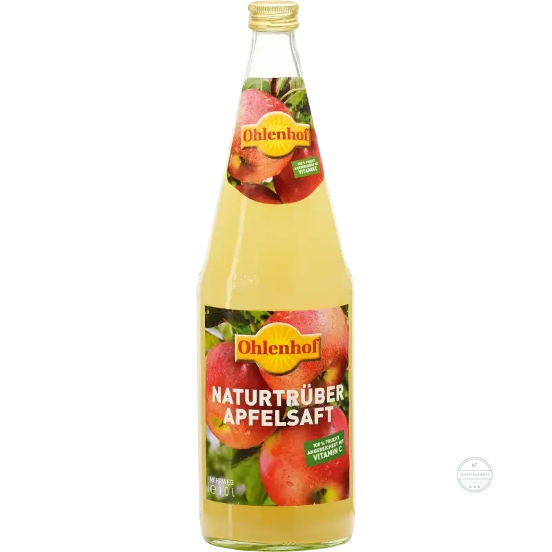 Ohlenhof Apfelsaft trüb Kasten 6 x 1l Glas Mehrweg, zzgl. Pfand: 2,40 €