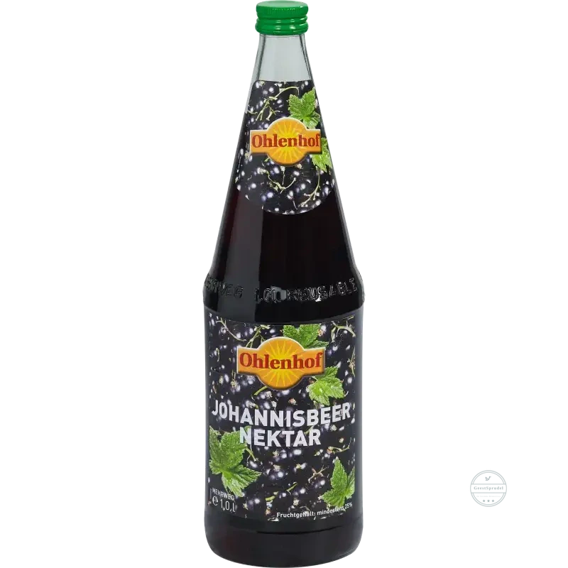 Ohlenhof Schwarzer Johannisbeernektar Kasten 6 x 1l Glas Mehrweg, zzgl. Pfand: 2,40 €